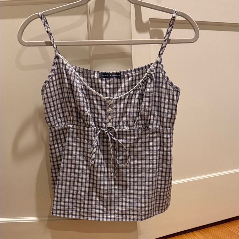 Brandy Melville Blue and White Checkered Camisole